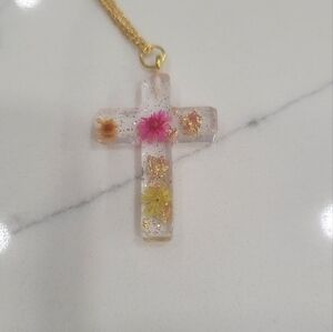 Handmade resin cross pendant